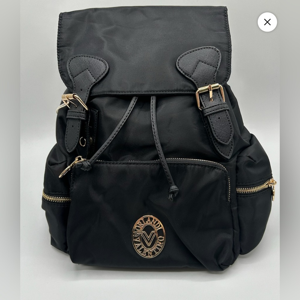 New Valentino Orlandi Nylon Backpack With Gold Hardware with tags